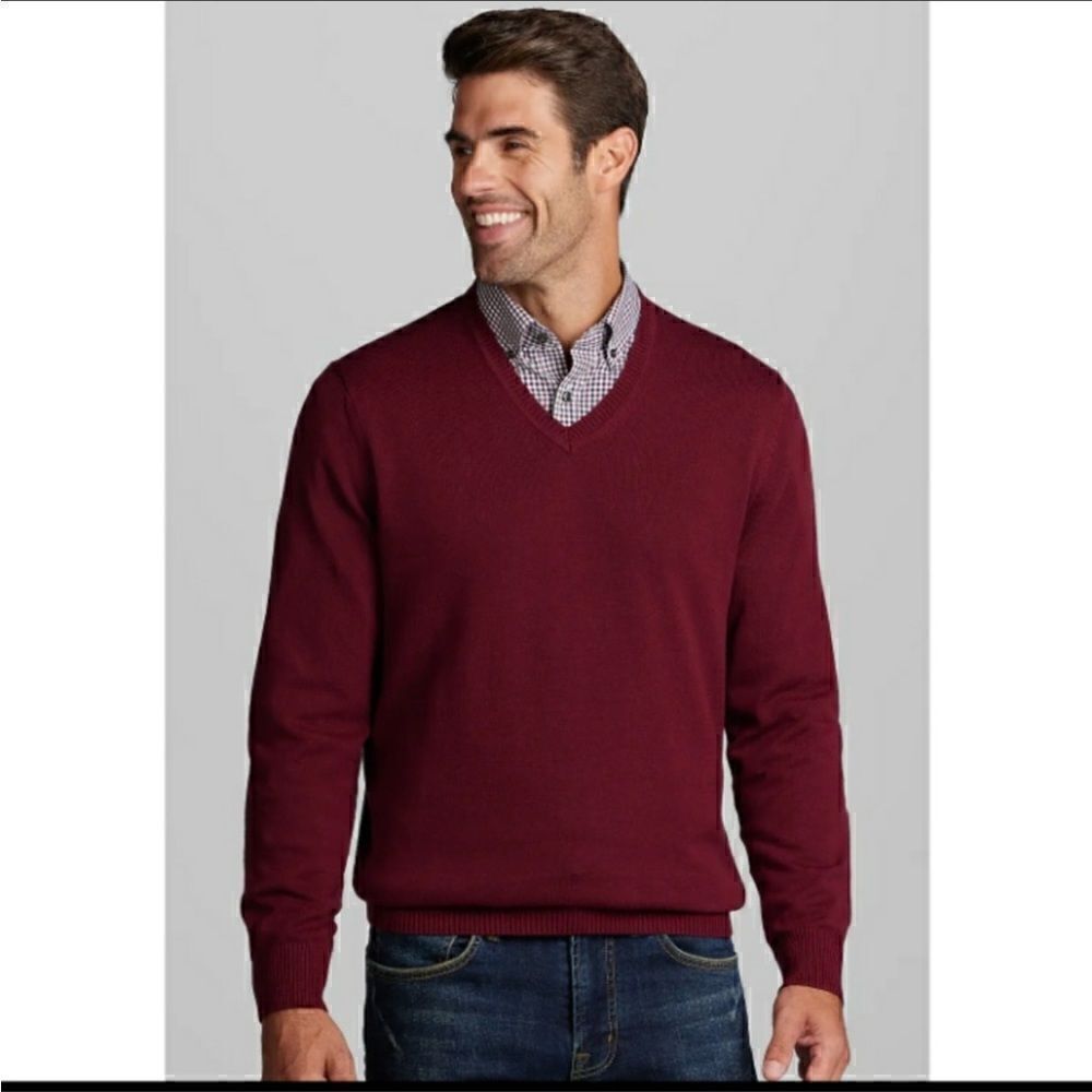 Take 50% OFF- Oxford Golf Burgundy V-neck Sweater, Size-XXL
